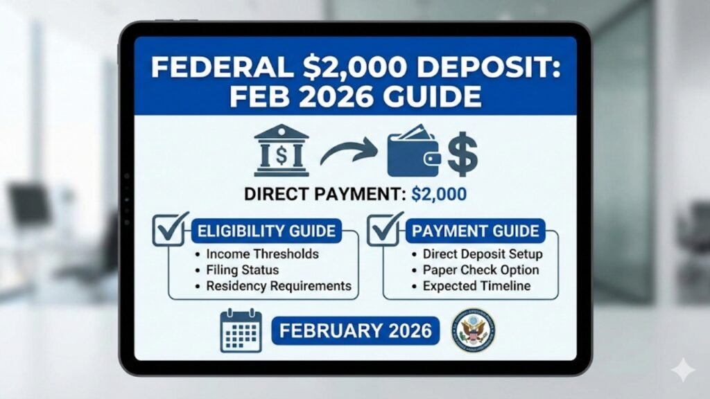 Federal $2,000 Deposit Coming February 2026 – Full Eligibility & Payment Guide