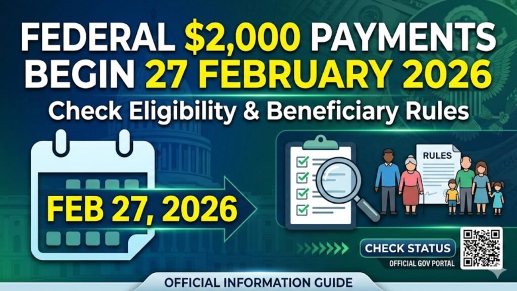 Federal $2,000 Payments Begin 27 February 2026: Check Eligibility & Beneficiary Rules