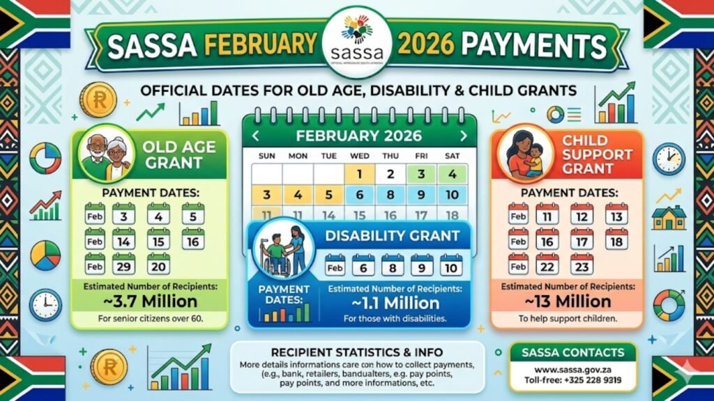 SASSA February 2026 Payments: Official Dates for Old Age, Disability & Child Grants