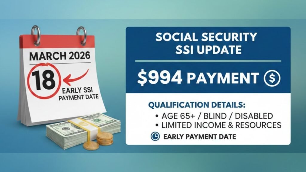 Social Security SSI March 2026 Payment Update: Early $994 Payment Date and Qualification Details