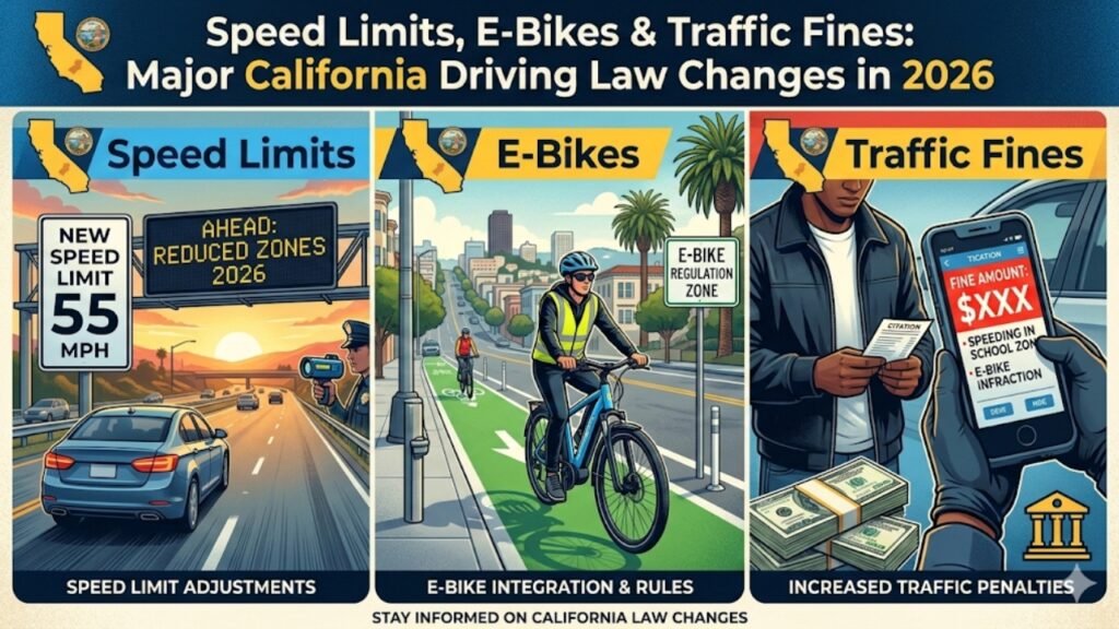 Speed Limits, E-Bikes & Traffic Fines: Major California Driving Law Changes in 2026